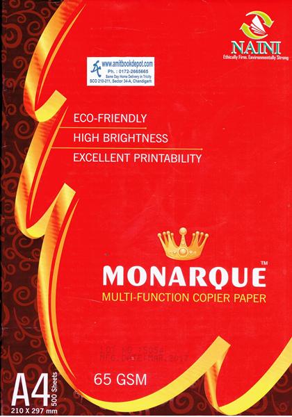 Monarque A4 Size Plain White Sheets (500 Sheets) 65 GSM